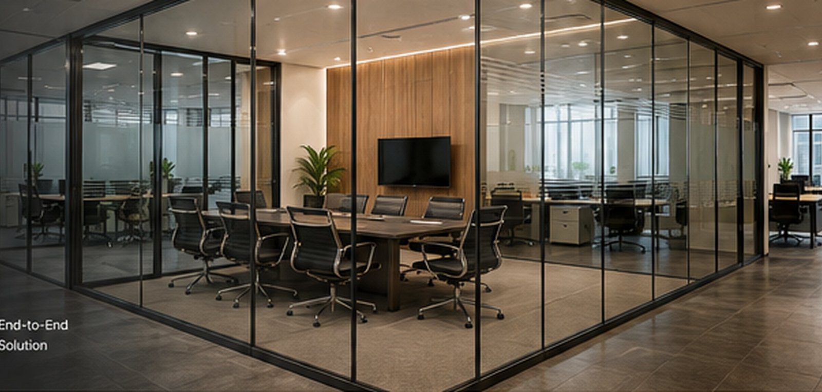 Modern office with aluminium glass partitions